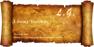 Lévay Gordon névjegykártya